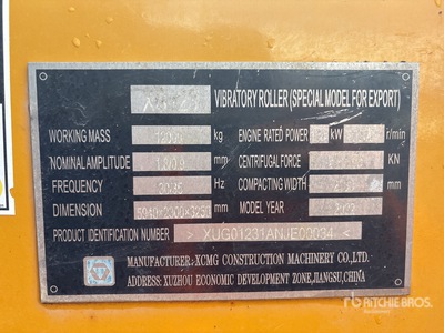 2022 XCMG XS123 Smooth Drum Compactor