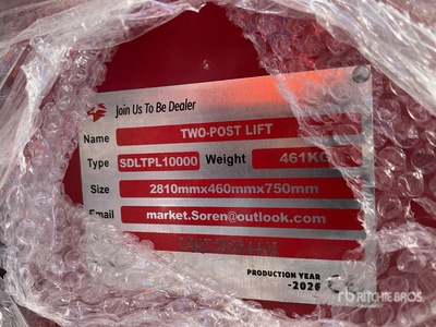 2026 TPL-RED 2 Post 10000 lb Elevador de Vehículos (Unused)
