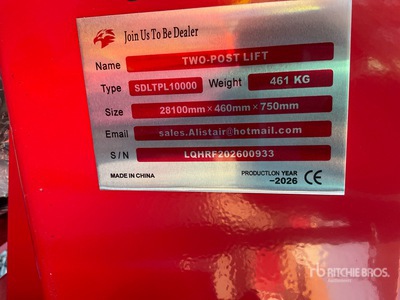 2026 TPL-RED 2 Post 10000 lb Podnośnik Samochodowy (Unused)