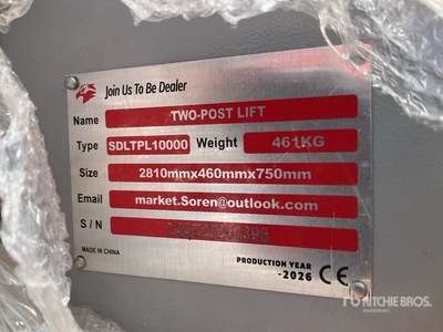 2026 TPL-GRAY 2 Post 10000 lb Vehicle Lift (Unused)