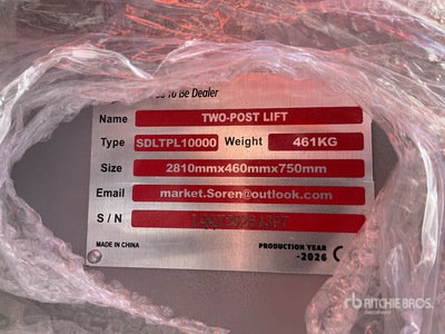 2026 TPL-GRAY 2 Post 10000 lb Vehicle Lift (Unused)