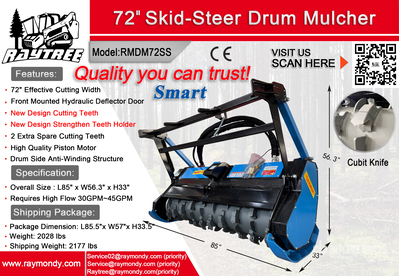 2026 Raytree RMDM72SS 72 in Drum Broyeur à direction compacte (Unused)