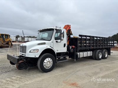 2008 Palfinger PK10000 10000 lb Knuckle Boom on 2015 Freightliner M2 106 6x4 Flatbed Truck with Crane
