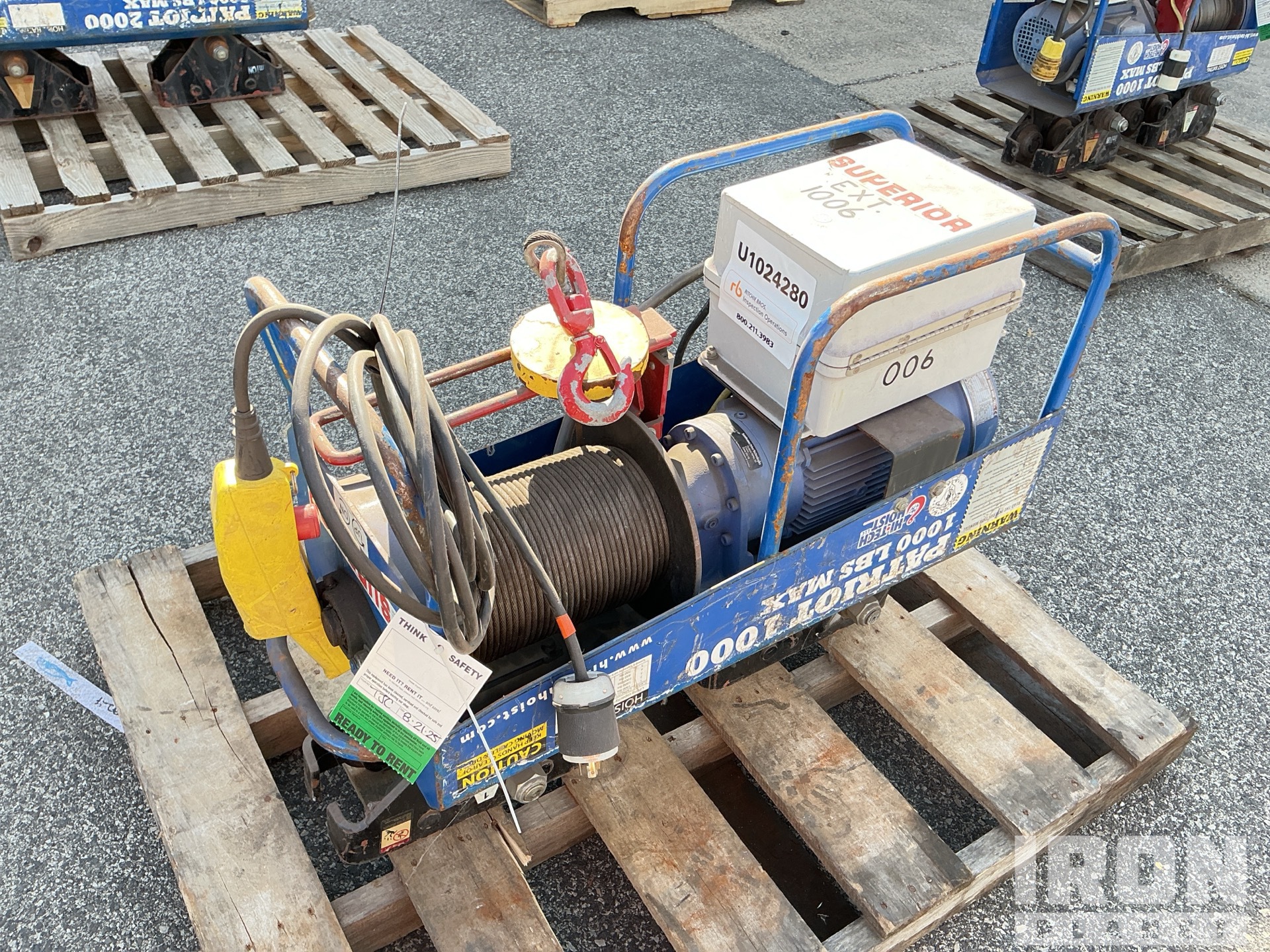 2015 Hi-Tech Patriot 1000 Electric 230V I-Beam Trolley - Cable Material Hoist