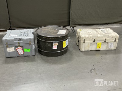 (2) Storage Cases, (1) Storage Drum, (1) Container & Assorted Items