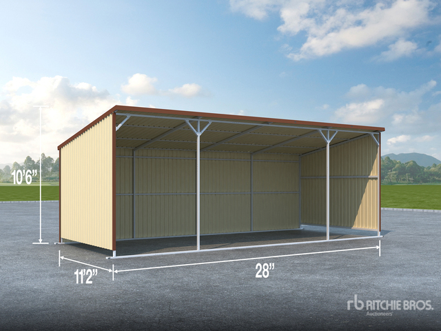 2026 AGR-LS1228 12 ft x 28 ft Metal Livestock Shelter (Unused)