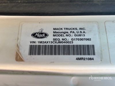 2018 Mack GU813 6x4 T/A Dump Truck