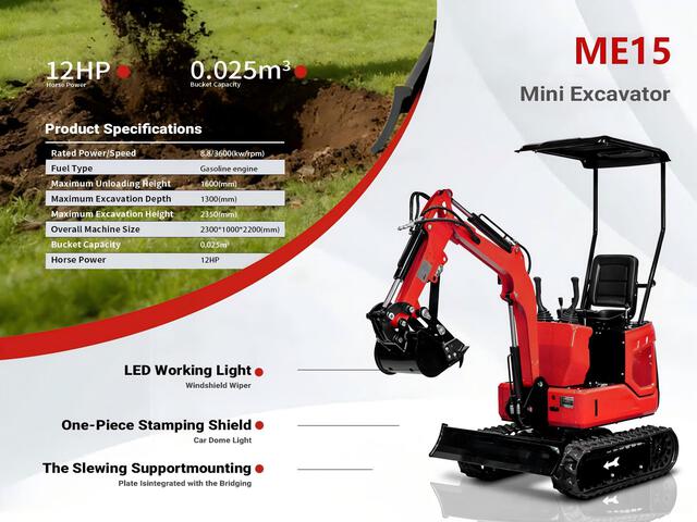 2026 ME15 Gasoline Mini Excavator (Unused)