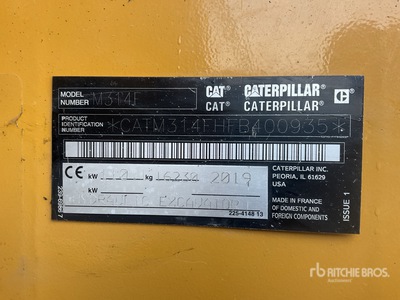 2019 Cat M314F Wheel Excavator