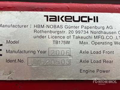 2006 Takeuchi TB175W Mini Excavator