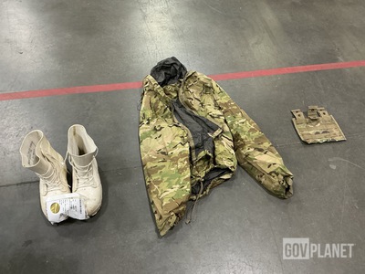 (38) Three Mag Pouches, (8) Jackets, (3) Pairs of Boots & Assorted Items