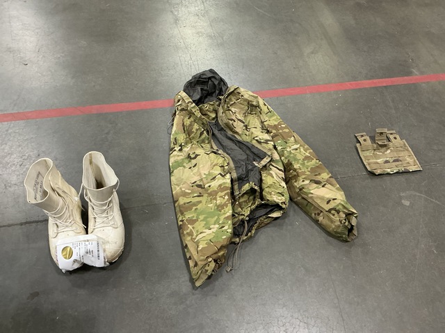 (38) Three Mag Pouches, (8) Jackets, (3) Pairs of Boots & Assorted Items (38) Three Mag Pouches, (8) Jackets, (3) Pairs of Boots & Assorted Items