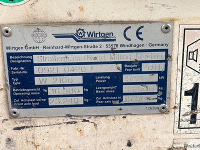 2011 Wirtgen W2100 Tracked Cold Planer