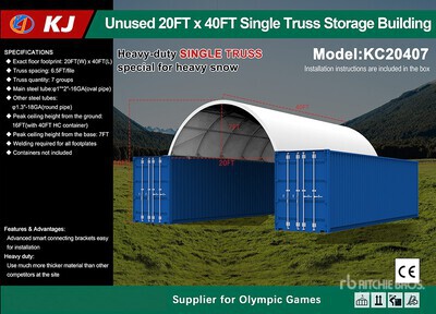 2026 KJ KC20407 20 ft x 40 ft Single Truss Containerunterstand (Unused)