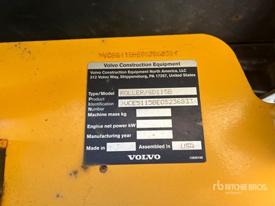 2015 Volvo SD115B Smooth Drum Compactor