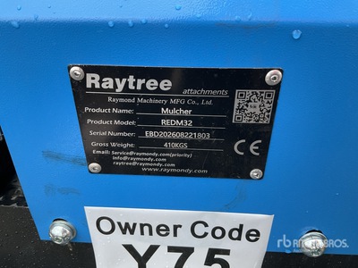 2026 Raytree REDM32 32 in Excavator Drum Mulcher - Fits 3 - 8 ton (Unused)