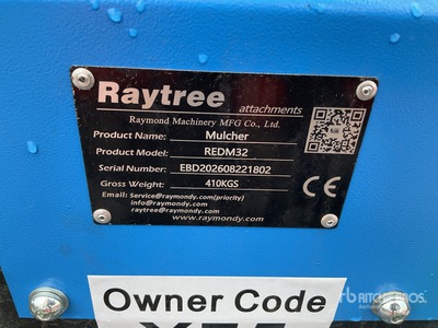 2026 Raytree REDM32 32 in Excavator Drum Mulcher - Fits 3 - 8 ton (Unused)