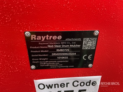 2026 Raytree RMBD72S 72 in Drum Trituradoras para minicargadora (Unused)