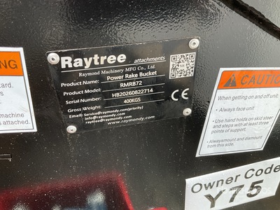 2026 Raytree RMRB72 72 in Power Rake Skid Steer Bucket (Unused)