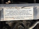 Engine with Emission Label