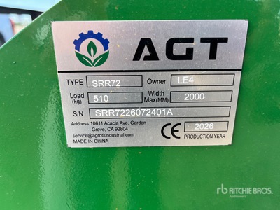 2026 AGT SRR72 72 in Root Rake Skid Steer Grapple (Unused)