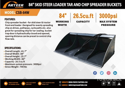 2026 ARTEER CSB-84W 84 in Tar & Chip Spreader Skid Steer Bucket (Unused)