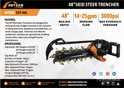 2026 ARTEER SST-48L 48 in Skid Steer Trencher (Unused)