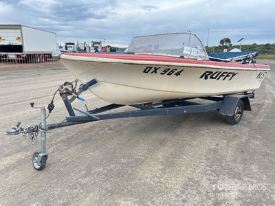 Caribbean 14 ft Bateau de pêche sportive w/1987 Custom Made S/A Trailer