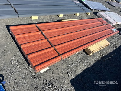 Quantity of (70) 12 ft x 3 ft Wood Grain Metal Roof Wall Panels