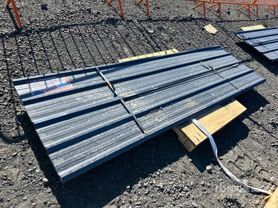 Quantity of (30) 9.84 ft x 3 ft Grey Metal Roof Panels (Unused)