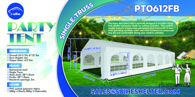 2026 Suihe PT0612FB 40 ft x 20 ft Carpa Comercial para Eventos (Sin Usar) / Commercial Party Tent (Unused)