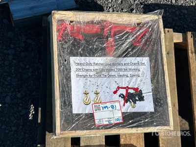 Ratchet Load Binders and 20 ft Chains & G70 7000 lb Hooks (Unused)