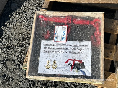 Ratchet Load Binders and 20 ft Chains & G70 7000 lb Hooks (Unused)