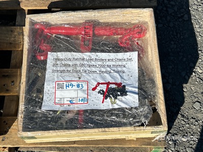 Ratchet Load Binders and 20 ft Chains & G70 7000 lb Hooks (Unused)