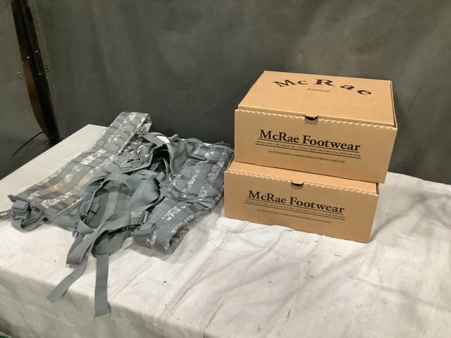 (19) Pairs of McRae Men's Safety Boots & (35) Fighting Load Carriers (19) Pairs of McRae Men's Safety Boots & (35) Fighting Load Carriers