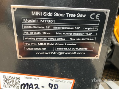 2026 GIYI GY-MTS51 28 in Mini Skid Steer Tree Saw (Unused)