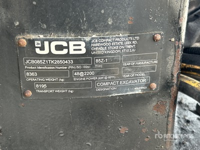 2019 JCB 85Z-1 Tracked Excavator