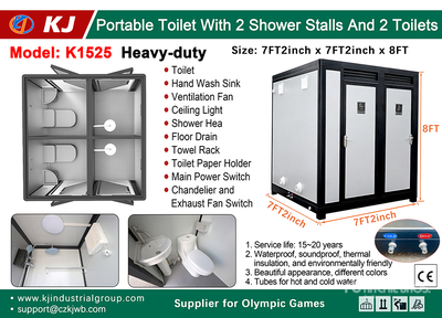 2026 KJ K1525 7 ft 2 in x 7 ft 2 in 2 Person Skid-Mounted Toilettes portatives (Unused)