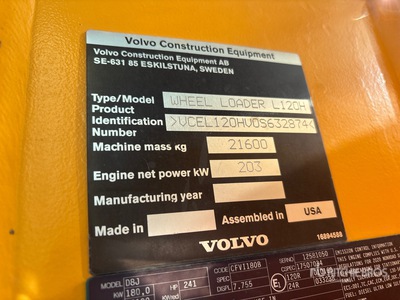 2020 Volvo L120H Pala Cargadora
