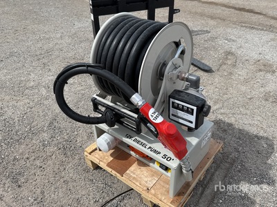 Metered 50 ft Diesel Fuel Reel w/ HD 12v Pump Divers - Industriel (Unused)
