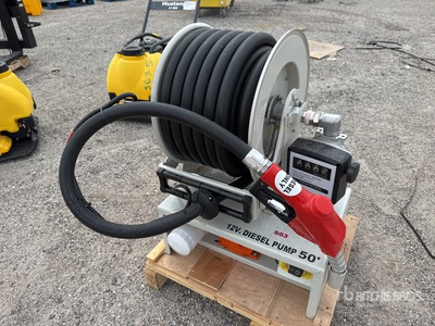 Metered 50 ft Diesel Fuel Reel with HD 12v Pump Divers - Industriel (Unused)