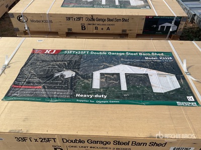 KJ K3325 Double Garage Steel Barn Shed - Unused