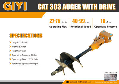 2026 GIYI Cat 303 Excavator Auger (Unused)