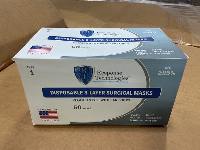 (21,539) Response Technologies RT21002T1-50 Surgical Masks (21,539) Response Technologies RT21002T1-50 Surgical Masks