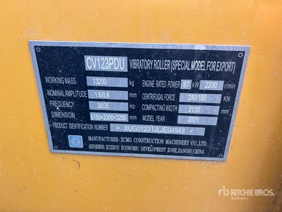 2020 XCMG CV123PDU Padfoot Drum Compactor