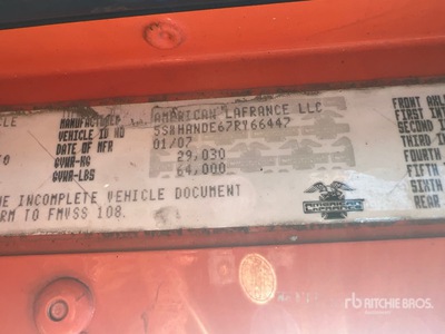 2007 American LaFrance Condor Concrete Pump Truck (Inoperable)