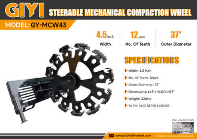 2026 GIYI GY-MCW43 4.5 in Skid Steer Steering Mechanical Compaction Wheel Divers  (Unused)