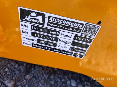 2026 Handy HET320 Excavator Thumb - Fits Cat 320 (Unused)