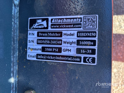 2026 Handy HBDM50 50 in Drum Skid Steer Mulcher (Unused)