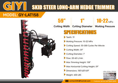 2026 GIYI GY-LAT158 59 in Skid Steer Hedge Trimmer (Unused)